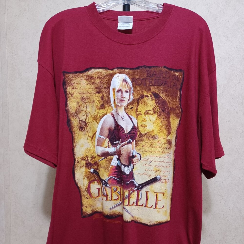 Vintage 2001 Xena Warrior Princess Gabrielle Bard of Poteidaia Red T-shirt XL